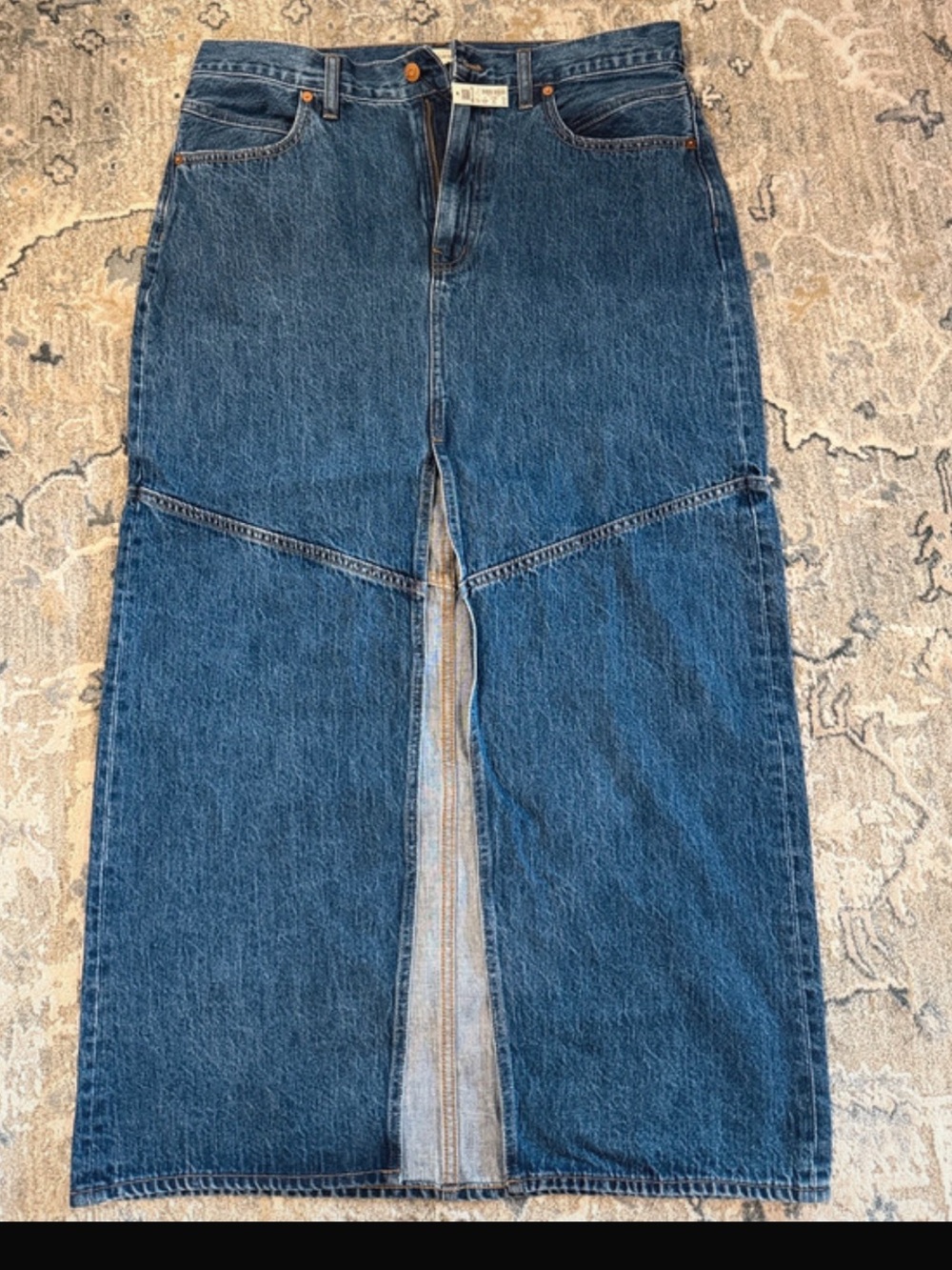 Madewell Dark Blue Denim Pencil Skirt with Front Slit
